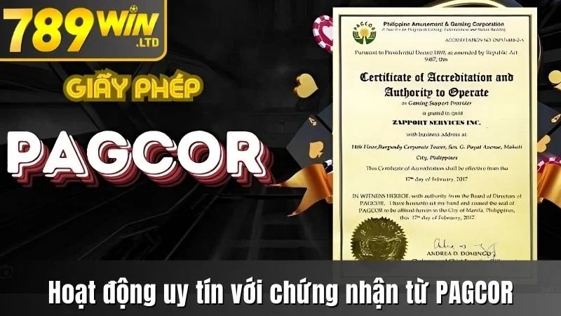 Đơn vị hoạt động uy tín với chứng nhận từ PAGCOR
